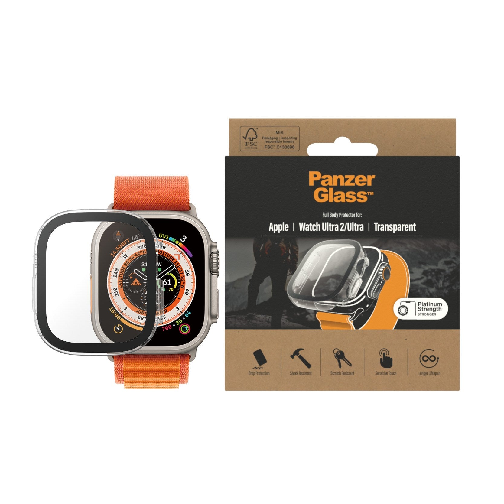 PanzerGlass® Displayschutz Full Body Apple Watch Ultra 2 | Ultra | 49mm | Transparent